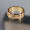 Europa Amerika Modestil Dame Frauen Messing graviert T Initialen 18 Karat vergoldet Volldiamant Ring Ringe Größe US6-US9 3 Farbe