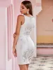 Vrouwen sexy wit bandage jurk avond ontwerper beroemdheid elegante zomer chique party vestido 210527