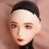 (CDFM-2)) Handgefertigte weibliche/Mädchen-Harz- und Latexhaube mit vollem Kopf, japanische Zeichentrickfigur, Cosplay-Kigurumi-Maske, Crossdresser-Puppe