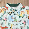 1-5Y Summer Child Kid Toddler Baby Boy Clothes Set Cartoon Animal Shirt Top Shorts Outfits Little Gentleman Costumes 210515