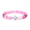 Fili di perline Trendy Rosario Gesù Croce Charm Weathered Stone Bracciale da uomo Colore 8mm Perline Bracciali Braccialetti Per donne Gioielli Yoga Trum22