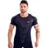 Compression T-shirt à séchage rapide Hommes Running Sport Skinny Short Tee Shirt Homme Gym Fitness Bodybuilding Workout Noir Tops Vêtements 220325