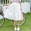 Solido bianco nero gonne a pieghe donna Harajuku vita alta lunga estate Plus Size 2XL Midi Streetwear per studenti 210421
