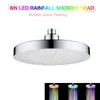 8 inch RGB LED Light Shower Head Round Automatic Changing Water Saving Rain High Pressure Bathroom Rainfall Shower H1209