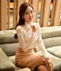 Spring Ruffled Collar Long Sleeve Blouses Shirts with Beaded Plus Size Lace Blouse Women Clothing Blusas Femininas 59A0 210521