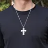 Hip Hop Cross Pendant Copper Inlagda med Zircon Enkel Herr och Kvinnors Hängande Halsband Tide Märke Clavicle Chain