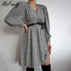 Msfry Summer Impression Vintage Robe Femmes Sleeve Sleeve Shrug Mini Vestido de Mujer Robes tuniques à la taille haute 210604