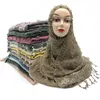 Flocked Bubble Bomull Scarf Hijabs För Muslim Kvinnor Solid Färg Andningsbar Islamic Headscarf Arab Head Scarves 200 * 80cm