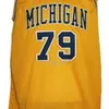 Nikivip Michigan Wolverines College Aaliyah # 79 Retro YELLOW JERSEY Maglia da basket Maglia da uomo personalizzata Numero Nome Maglie