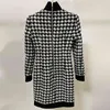 HIGH QUALITY Runway Stylish Designer Dress Women's Lion Buttons Shimmer Tweed Houndstooth 210521