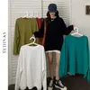 Yedinas Wysokiej Jakości Oversized T Shirt Kobiety Z Długim Rękaw Koreański Styl O-Neck Solid Tee Femme Jesień Wiosna 210527