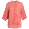 Dames Blouses Shirts Dames Stripe Blouse 100% Real Silk Crepe Printed Half Mouwen Shirt voor 2022 Gestreepte Rode Top