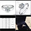 Solitaire Ring SmyckenHigh Version 925 Sterling Sier Claw 1-3 Karat Promise Diamond Rings Bague Anillos Kvinnor Marry Bröllop Förlovning Kärlek