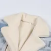 2021 Femmes Chaud Coton Polaire Vestes Hiver Tendance De La Mode Épissage Épaissir Revers Court Denim Manteaux Designer Femme Casual Fourrure Vêtements D'extérieur