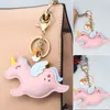 cartone animato rosa unicorno regalo per bambini portachiavi ciondolo creativo lega ali luna simpatico animale portachiavi borsa da donna accessori