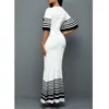 Long Dress Women Printed Stitching High Waist Short Sleeves V-Neck Plus Size 5XL Fishtail Womens Dresses