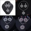 Oorbellen Ketting Sieraden Sets Luxe Mode Clear CZ Crystal Wedding Party Flower Cut Set voor Dames Prinses C18122701 Drop levering 202