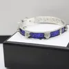 Mejor moda azul dominante cabeza de tigre pulsera patrón esmalte plateado Vintage pulsera suministro NRJ