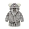 2-6 Year Baby Robe Cartoon Hoodies Girl Boys Sleepwear Bath Towels Kids Soft Bathrobe Pajamas Children's Clothing 210429