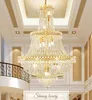 Lustre en cristal doré américain LED lustres chromés modernes luminaires éclairage intérieur à la maison 3 cercles brillant lampe suspendue de luxe de haute qualité