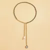 Zwart fluwelen hars lange ketting kettingen voor vrouwen boho parel munt hanger ketting 2021 trend choker trui sieraden