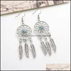 Dangle & Chandelier Earrings Jewelry Ancient Sier Dream Catcher Feather Tassel Charm Pendant Fashion Vintage Creative Women Ladies Friend Dr