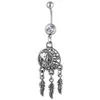 D0757A Dream Belly Navel Button Ring Silver-Black 14GA 10MM