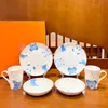 Luxury designer cartoon children's dinnerware sets Include 2 dishes 2 plates and 2 Cups with high quality material 6 pieces for 1 set and gift box Christmas gifts 2022