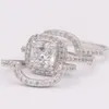 Eheringe Mode 3PCS Crystal Engagement Ring Set Luxus -Stapel für Frauen