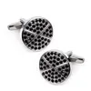 Boutons de manchette ronds en cristal pour hommes, boutons de manchette tendance et stables, boutons de manchette en cuivre abotoadura de qualité supérieure pour mariage