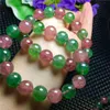 Beaded Strands Natural Red Green Strawberry Quartz Crystal Round Beads Bracelet 13-12mm Trum22