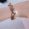 Guldfärg barock oregelbundna pärla armband bangle femme tjejer växla lås tjock lås kedjor armband för kvinnor smycken