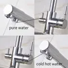 SHBSHAIMY Filter Kitchen Faucet Chrome Drinking Pure Water Kitchen Tap Deck Mounted Dual Handles 3-Ways and Cold Water Mixer 210719