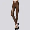 Autumn Winter Women Thin Velvet PU Leather Pants Female Sexy Elastic Stretch Faux Leather Skinny Pencil Pant Woman Tight Trouser