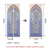 2st / set muslimsk stilar simuleringsdörr DIY Dörrkonst väggmålning Klistermärke Heminredning Vardagsrum Sovrum Peel Stick PVC Art Wallpaper 210929