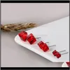 Sterling Sier Crystal Cube Stud Red Black Diamond Earrings Dames Mode-sieraden Will en Sandy Gift Q88th Emagu