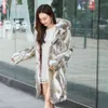 Véritable manteau de fourrure de lapin naturel véritable avec capuche veste de fourrure de mode féminine outwear personnalisé toute taille 211122