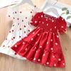 Fashion Party Girl Summer Princess Dress Sweet Puff Sleeve Polka Dot Print Children Chiffon Baby 210515