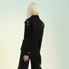 Casual Patchwork Metal Pin Blazer Pour Femmes Entaillé À Manches Longues Noir Blazers Femme Printemps Vêtements 210524