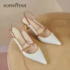 Sophitina Weiche Leder Frauen Schuhe Perle Dekoration Back Strap Toe-Covering Schuhe TPR Handmade High-Heeled Weibliche Sandalen AO789 210513