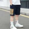 Pantaloncini sportivi coreani per bambini Pantaloni cargo blu scuro per adolescenti Sottili vestiti estivi per bambini 8 12 anni 210622