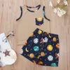 Sommarbarn sätter Casual Ärmlös O Neck Småfickor Toppar Skriv ut Cartoon Star Shorts 2PCS Girl Boys Clothes 1-8T 210629