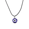 Türkei Blue Evil Eyes Anhänger Halsketten Legierung Kette Rock Amulett Schmuck Lederketten Handgefertigte Emaille Evil-Eye Halskette231g