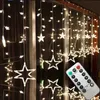 AC110V o 220V Illuminazione natalizia LED Luci fiabesche Star Curtain String luminarias Decorazione ghirlanda Luce natalizia per matrimoni 211012