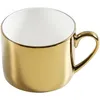 1 pc caneca de cerâmica simples de cerâmica de porcelana óssea Copo de água Placa de jantar Cobinas banhado a ouro Banhado 8/10 polegadas Placa de sobremesa 210409