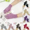 Kvinna Exposed Finger Handskar Söt körsbärs prickar Skriv ut båge Anti-Skid Anti-Slip Andningsbara vantar Utomhus Fingerless Gloves