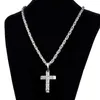 Anhänger Halsketten Mode Kruzifix Kreuz Halskette Männer Silber Farbe Edelstahl Punk Byzantinische Kette Schmuck