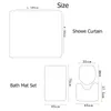 Shower Curtains Rose Flower Curtain Floor Mat Four-piece Bath Set Partition Cortinas De Ducha Baño