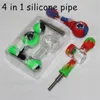 Tubi di fumo in silicone Kit di nettare in silicone con punte per unghie in titanio da 14 mm Raccoglitori di ceneri per gorgogliatori per bong in vetro per acqua Dab Rigs