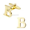 A-Z English Letter Cuff Links French Men's Shirt Sleeve Button Metal Brass Gold Silver Initial Alphabet Cufflinks For Men Fashion Jewelry Will and Sandy